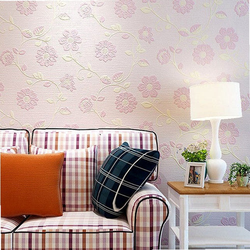 10 Meter 3D Non-woven Wallpaper Three-dimensional Romantic Pastoral Design Warm Living Room Bedroom TV Background Wall Covering
