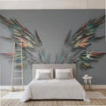 3D Embossed Feather Wings Abstract Art Custom Wall Mural Fashion Wallpaper for Living Room TV Background Wall Painting
